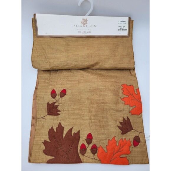 Autumn Theme Table Runner 72" & Faux Gourds Pinecones Thanksgiving Decor - Picture 3 of 13